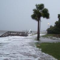 This photo illustrates storm surge from Tropical Storm Faye along the Georgia coast.