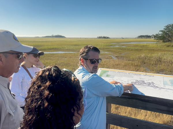 Brooke Vallaster/CRD From left, CRD’s Diana Patrick, Cheyenne Osborne, Jim Long, Jennifer Kline, and Shy Duncan man the welcome booth at the Georgia Resiliency Conference.
