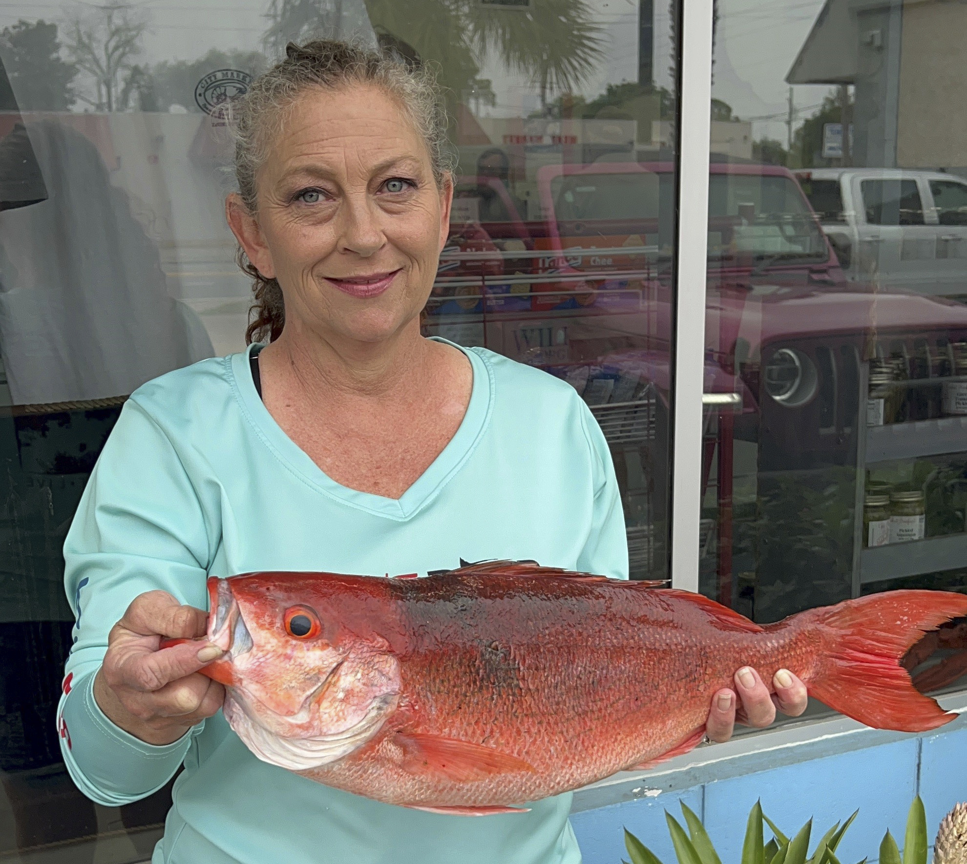 Stacey T. Pope with her record-setting vermilion snapper.