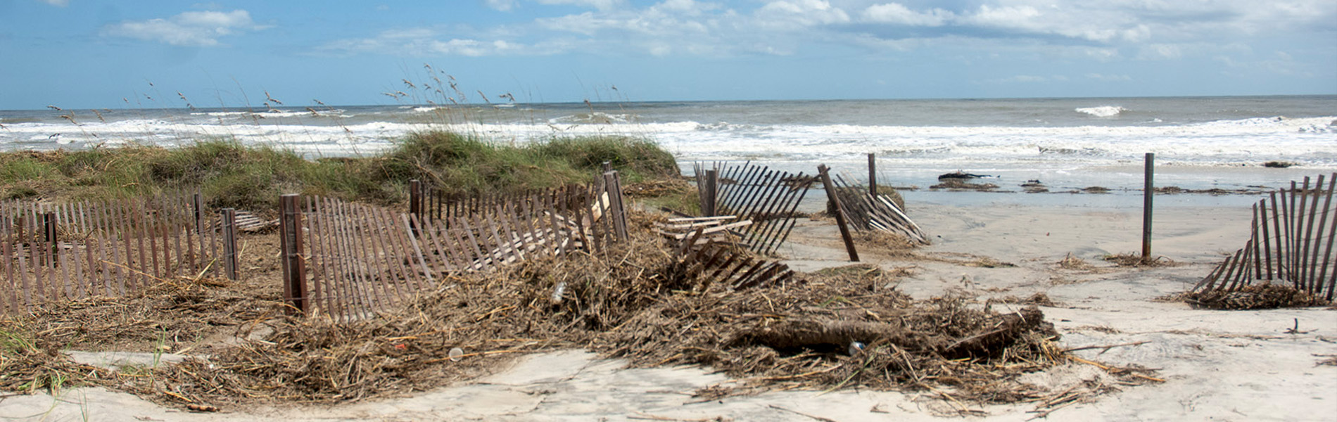 Hurricane damaged beach crossover