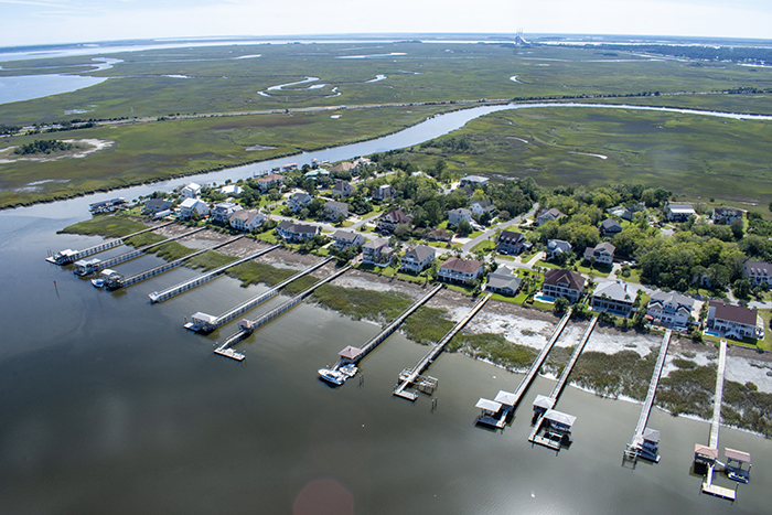 Coastal docks.
