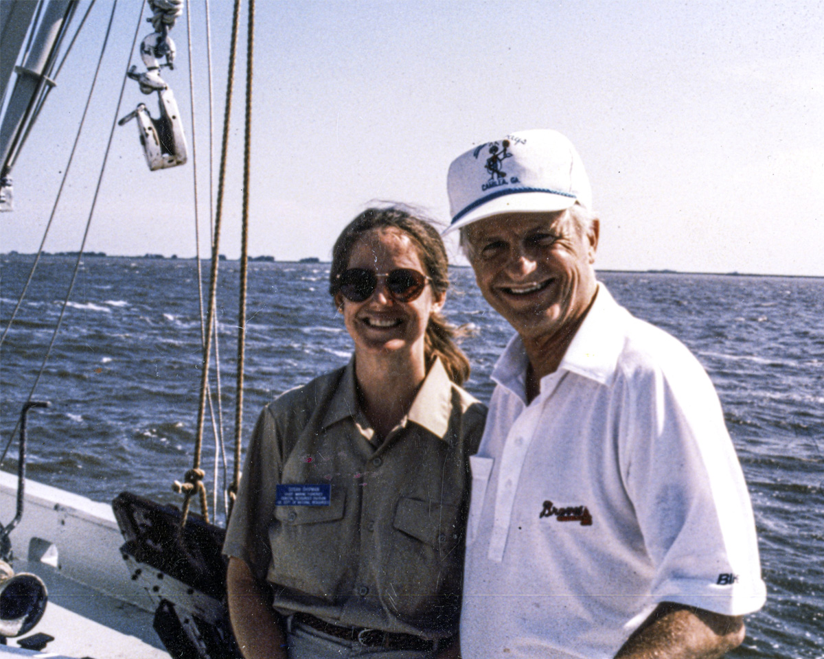 Former CRD Director Susan Shipman, left, poses with former Georgia Governor Zell Miller aboard the R/V Anna. Former CRD Director Susan Shipman, left, poses with former Georgia Governor Zell Miller aboard the R/V Anna.