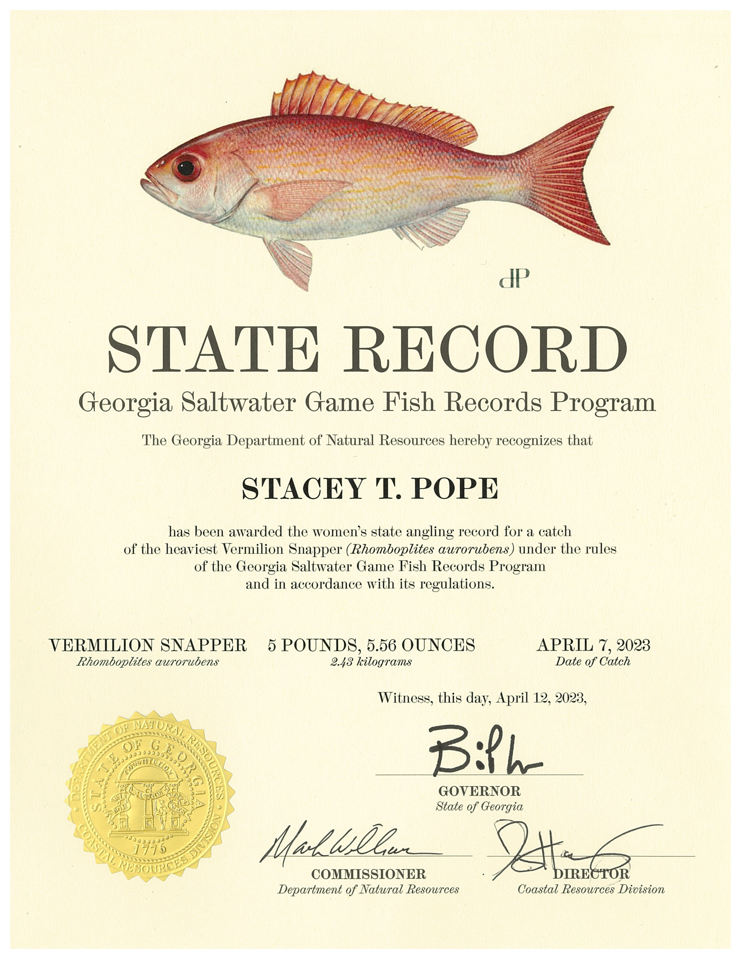 State Record Certificate